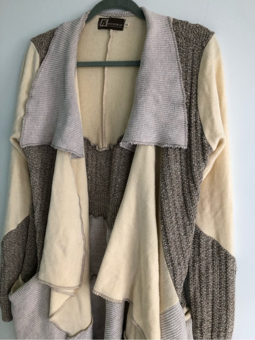 Reworked Whimsical Patchwork Handmade Upcycled Cardigan Sweater Hippie Boho - Picture 4 of 11